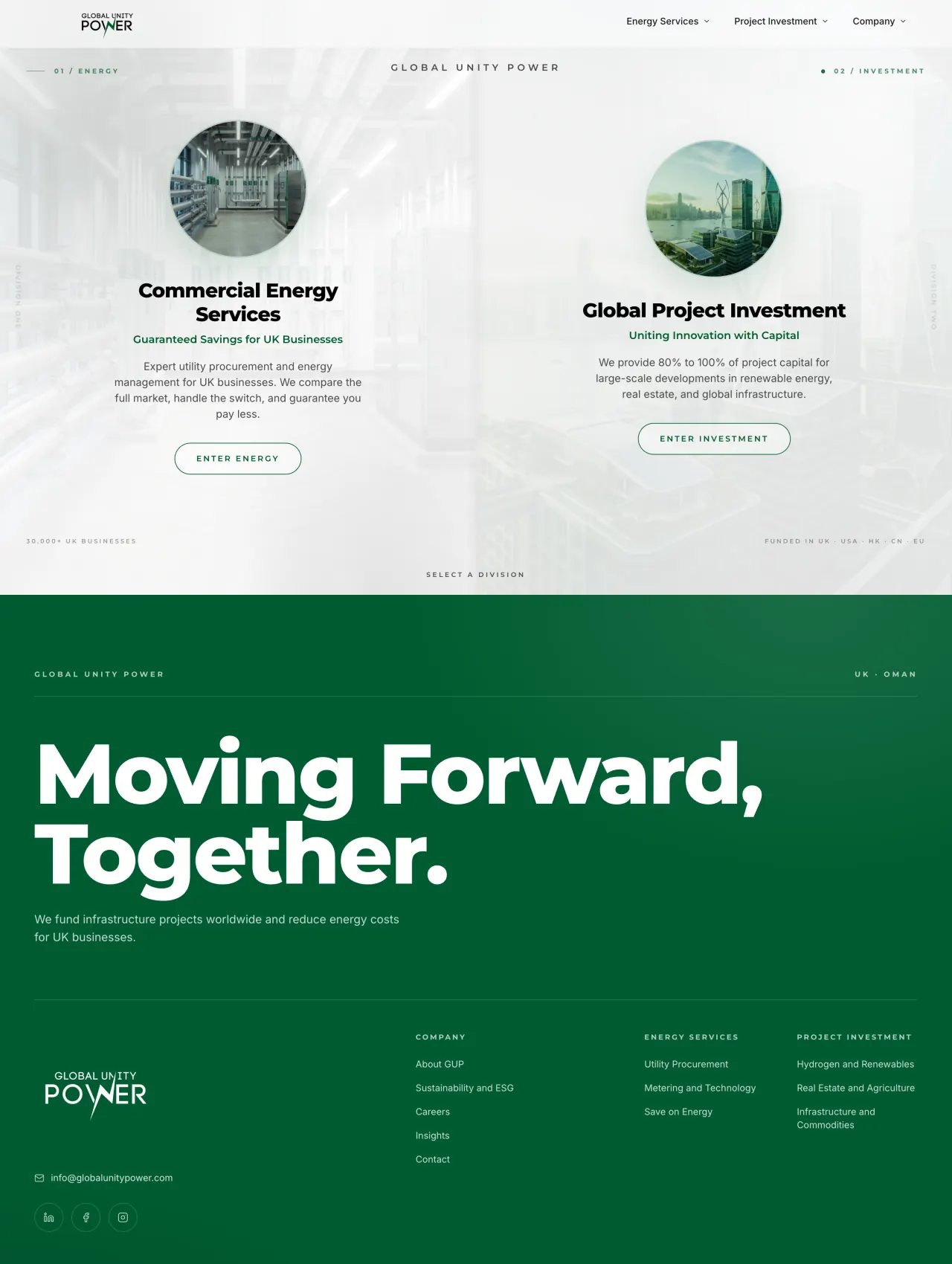 The Global Unity Power website, built by Syed Websites